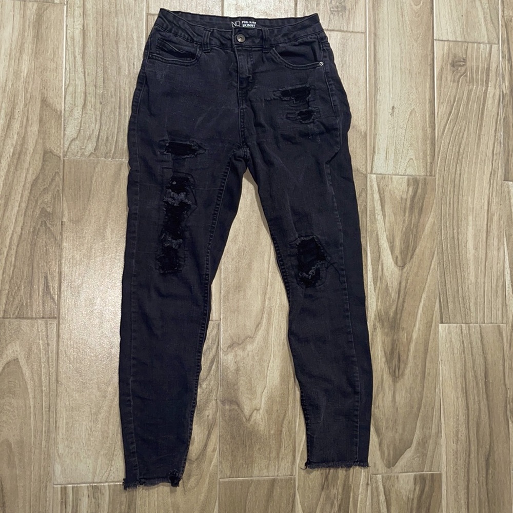 Black distressed jeans
